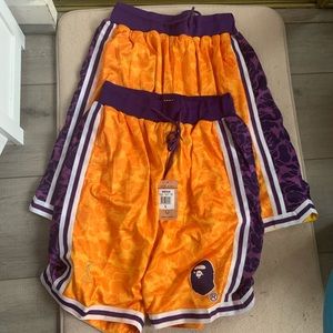 lakers bape shorts